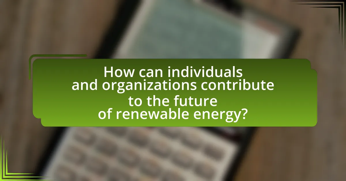 How can individuals and organizations contribute to the future of renewable energy?