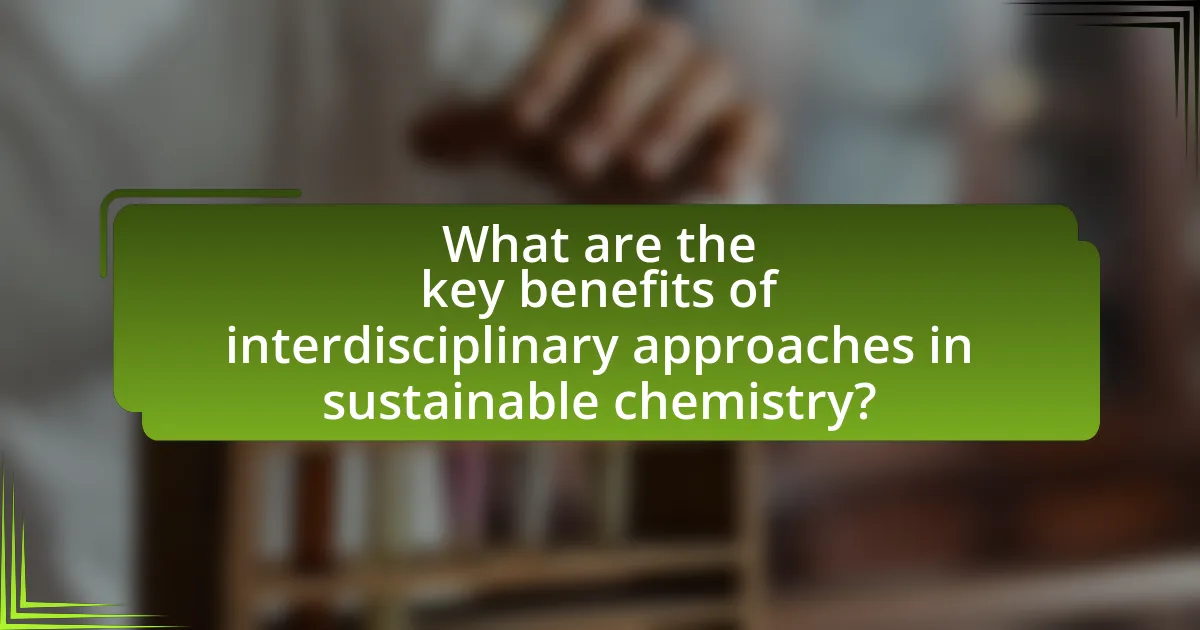 What are the key benefits of interdisciplinary approaches in sustainable chemistry?