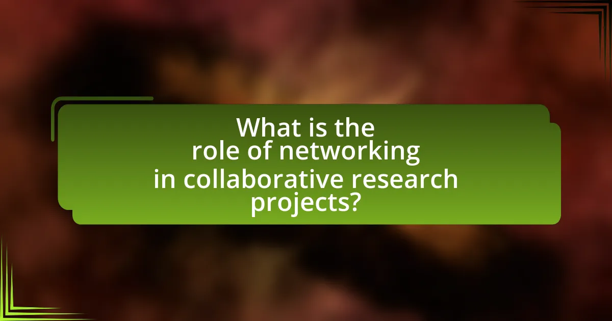 What is the role of networking in collaborative research projects?